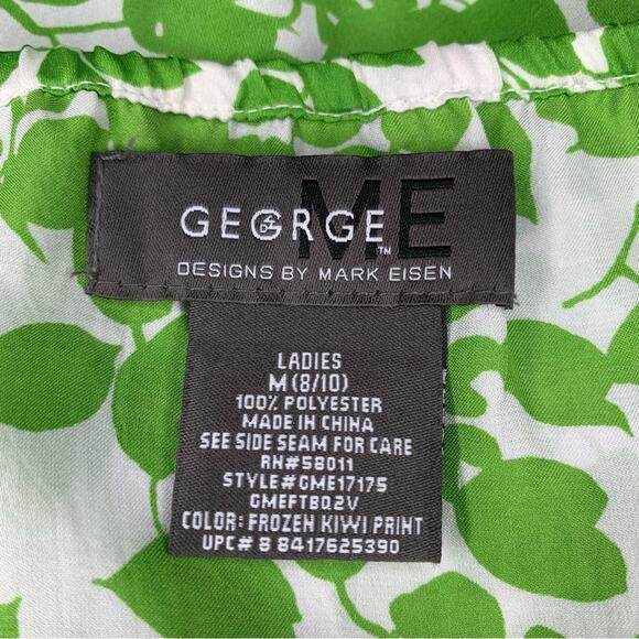 George By Mark Eisen Leaf Print Sleeveless To Green and White Size M Sid… - Picture 12 of 13